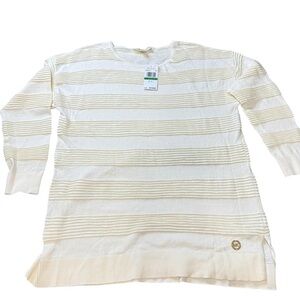 Michael Kors Cream Striped Knit Sweater Tunic – Size S (NWT)